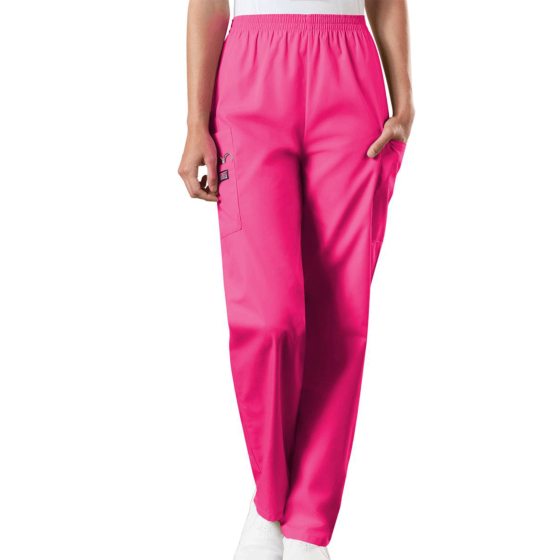 CHEROKEE - Cherokee 4200 Elastic Waist Scrub Trousers: Shocking Pink - XL - Short Leg