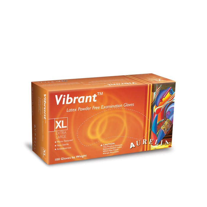 Aurelia® Vibrant™ Powder Free Latex Gloves - L (100)