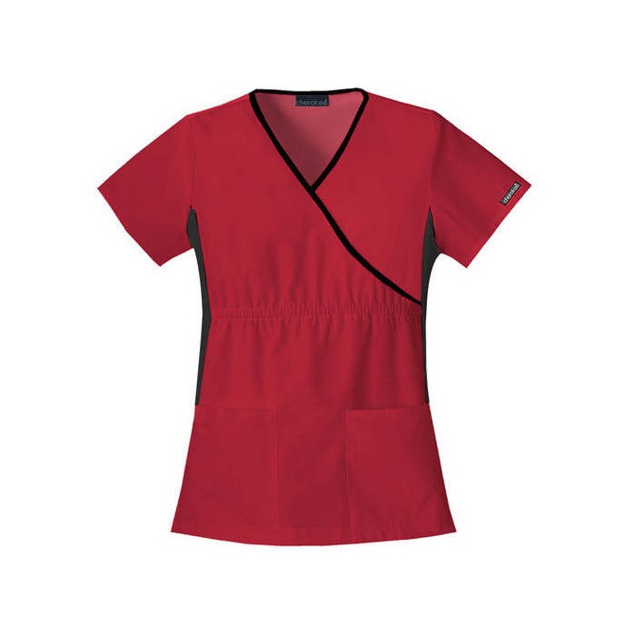 Cherokee 2500 Flexibles Mock Wrap Tunic: Red - L