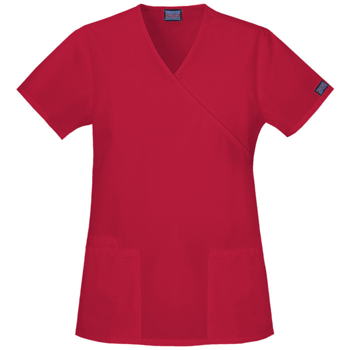 Cherokee 4801 Mock Wrap Top: Red - L