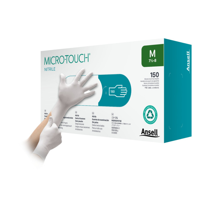 Ansell Micro-Touch White Nitrile Examination Gloves - Large (150)