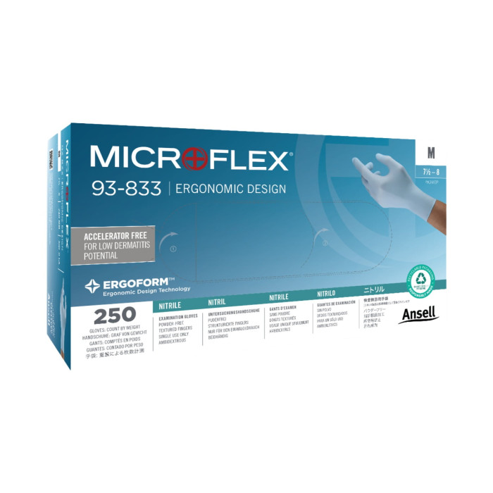 Ansell Microflex 93-833 Ergoform Blue Nitrile Gloves - S (250)