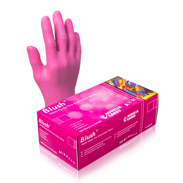 Aurelia® Blush® Powder Free Pink Nitrile Gloves - S (200)