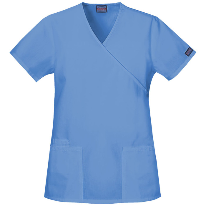 Cherokee 4801 Mock Wrap Top: Ciel - XL