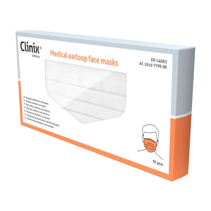 Clinix Earloop Type IIR Medical Face Masks: White (10)