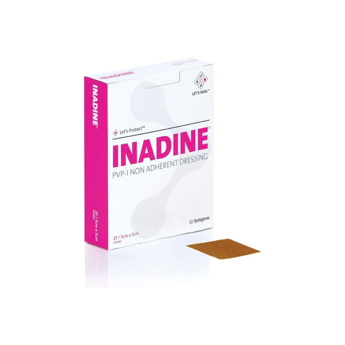 Inadine Dressing: Non Adherent Sterile Dressing 5 x 5cm (25)