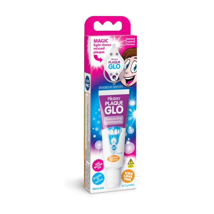 Piksters Plaque Glo Toothpaste: Child - 25g + Blue Light Torch