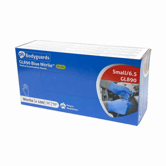 Bodyguards GL890 Blue Nitrile Examination Gloves - S (100)