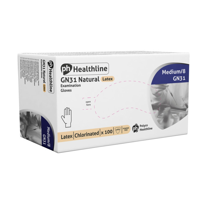 Polyco GN31 Natural Latex Examination Gloves - M (100)