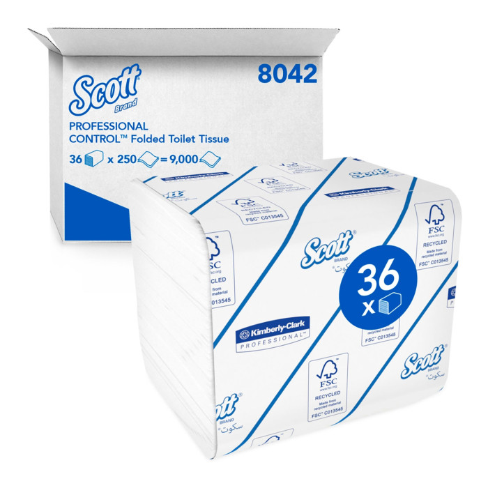 Scott Control 2 Ply Folded Bulk Toilet Paper (36 x 250)