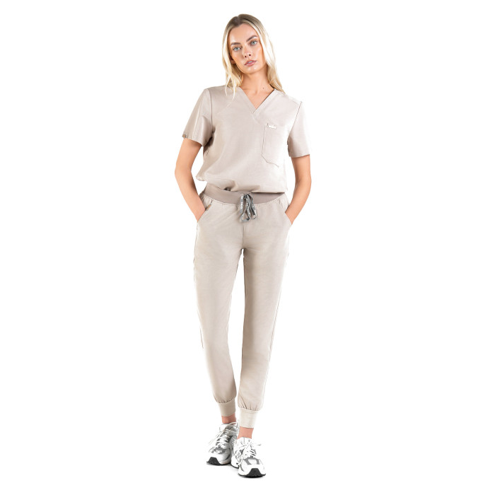 Skrubz Women's Yugen Jogger Scrub Pants: Sand Stone - L