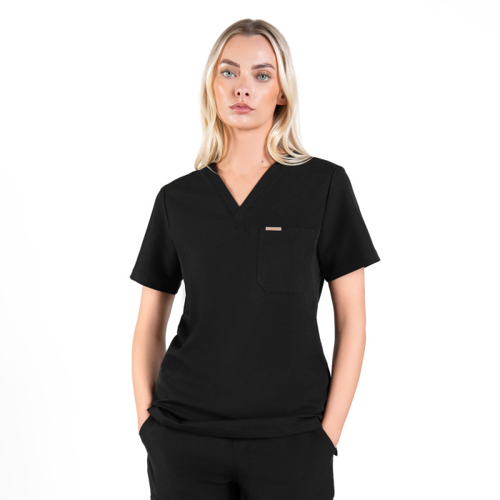 Skrubz Women's Kaizen V Neck Scrub Top: Black - M