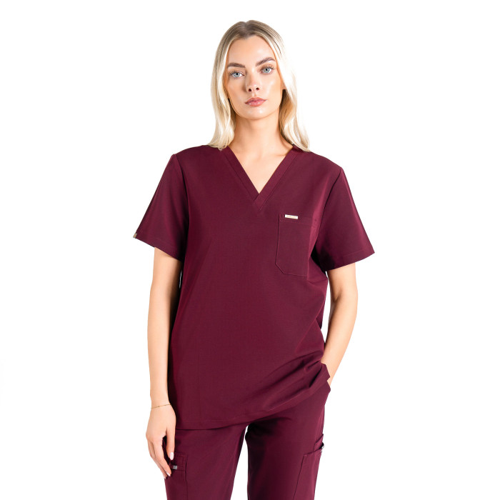 Skrubz Women's Kaizen V Neck Scrub Top: Burgundy - S