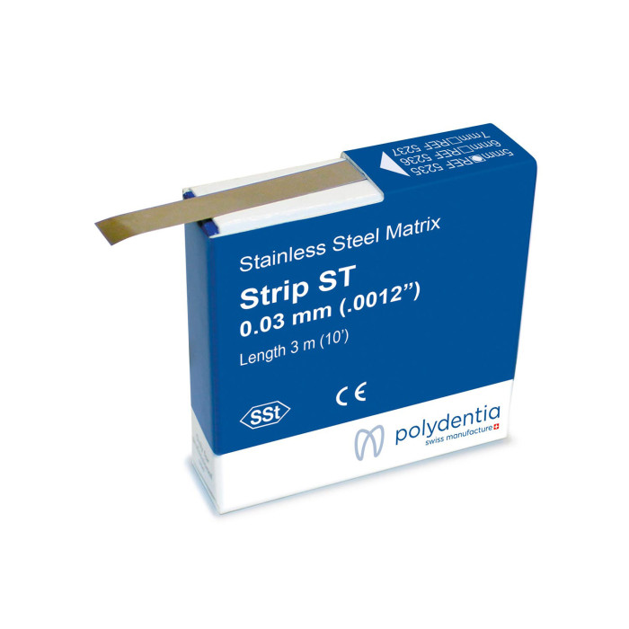 Polydentia Strip ST Stainless Steel Matrix: 6mm Height - 3m Roll
