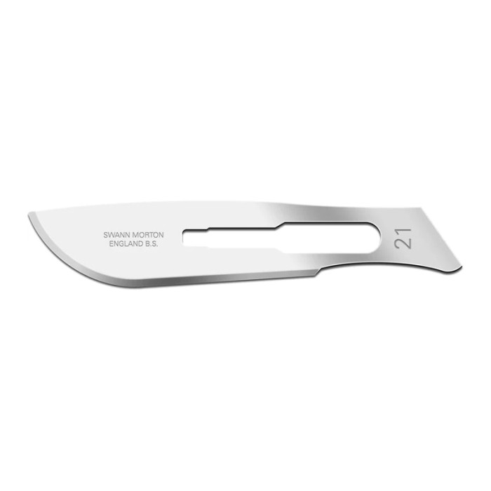 Swann-Morton Sterile Carbon Steel Surgical Scalpel Blades - No.21 (100)