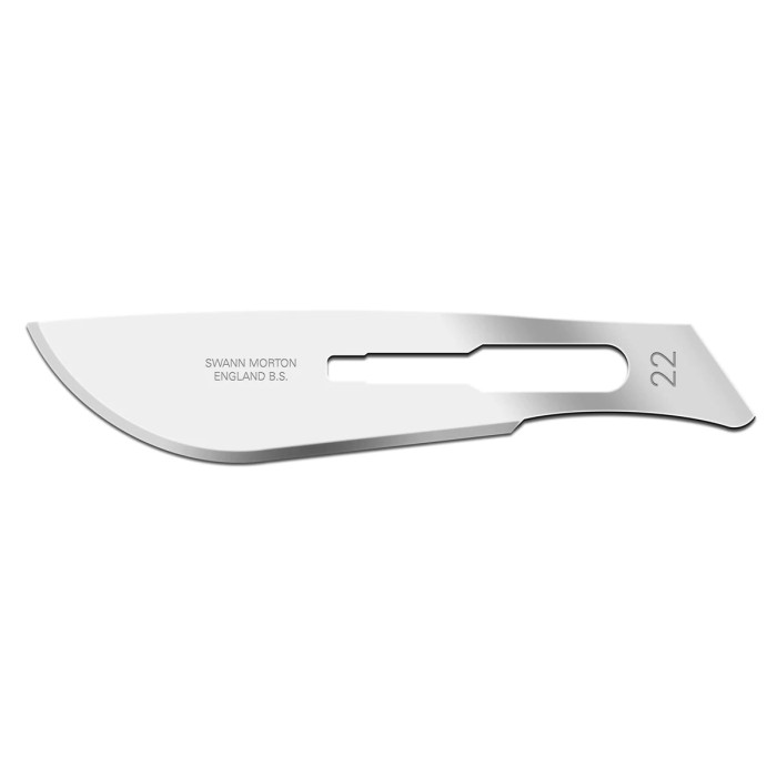 Swann-Morton Sterile Carbon Steel Surgical Scalpel Blades - No.22 (100)