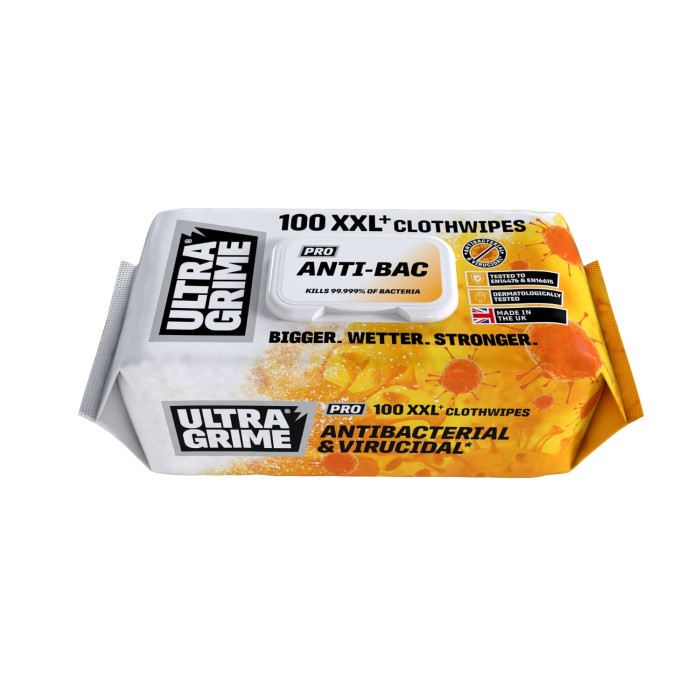 UltraGrime Pro Antibac XXL+ Clothwipes (100)