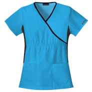 2500 Flexibles Mock Wrap Tunic: Turquoise - XL