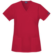 Cherokee 4801 Mock Wrap Top: Red - L