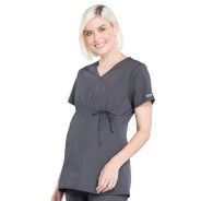 Cherokee Maternity Mock Wrap Top: Pewter - Extra Small