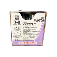 Ethicon Coated Vicryl Sutures: 3-0 - 75cm - Undyed - 26mm - 5/8 Circle (W9730)
