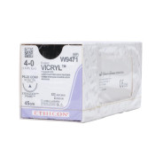 Ethicon Coated Vicryl Sutures: 4-0 - 45cm - Violet - 22mm - 1/2 Circle (W9471)