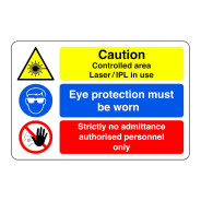 Laser In Use Controlled Area Plastic Sign - 200 x 150mm